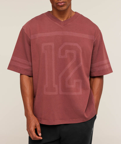 Gymshark Collegiate Washed Jersey T-Shirt - Burgundy Brown