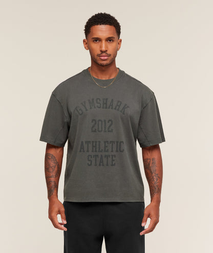Gymshark Collegiate Washed T-Shirt - Asphalt Grey