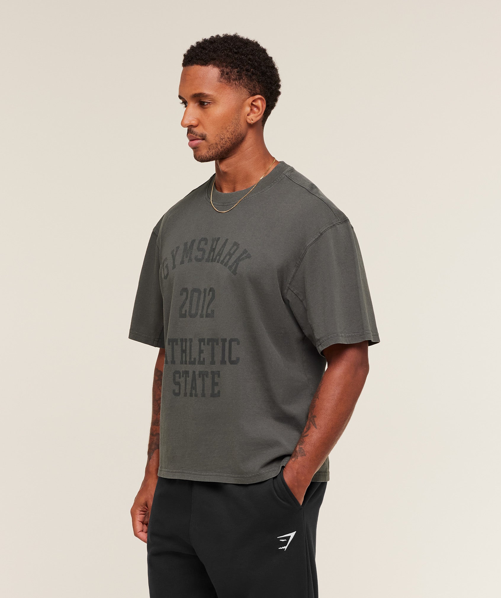 Gymshark Collegiate Washed T-Shirt - Asphalt Grey