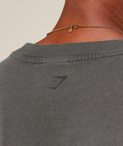 Gymshark Collegiate Washed T-Shirt - Asphalt Grey