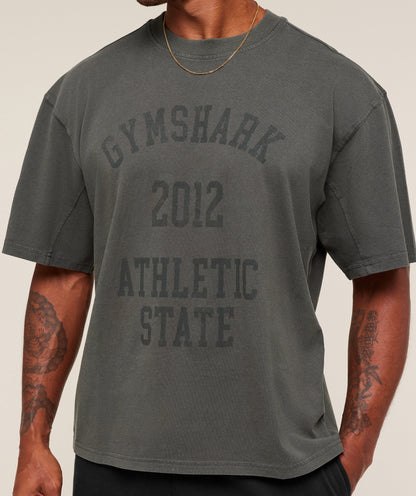 Gymshark Collegiate Washed T-Shirt - Asphalt Grey