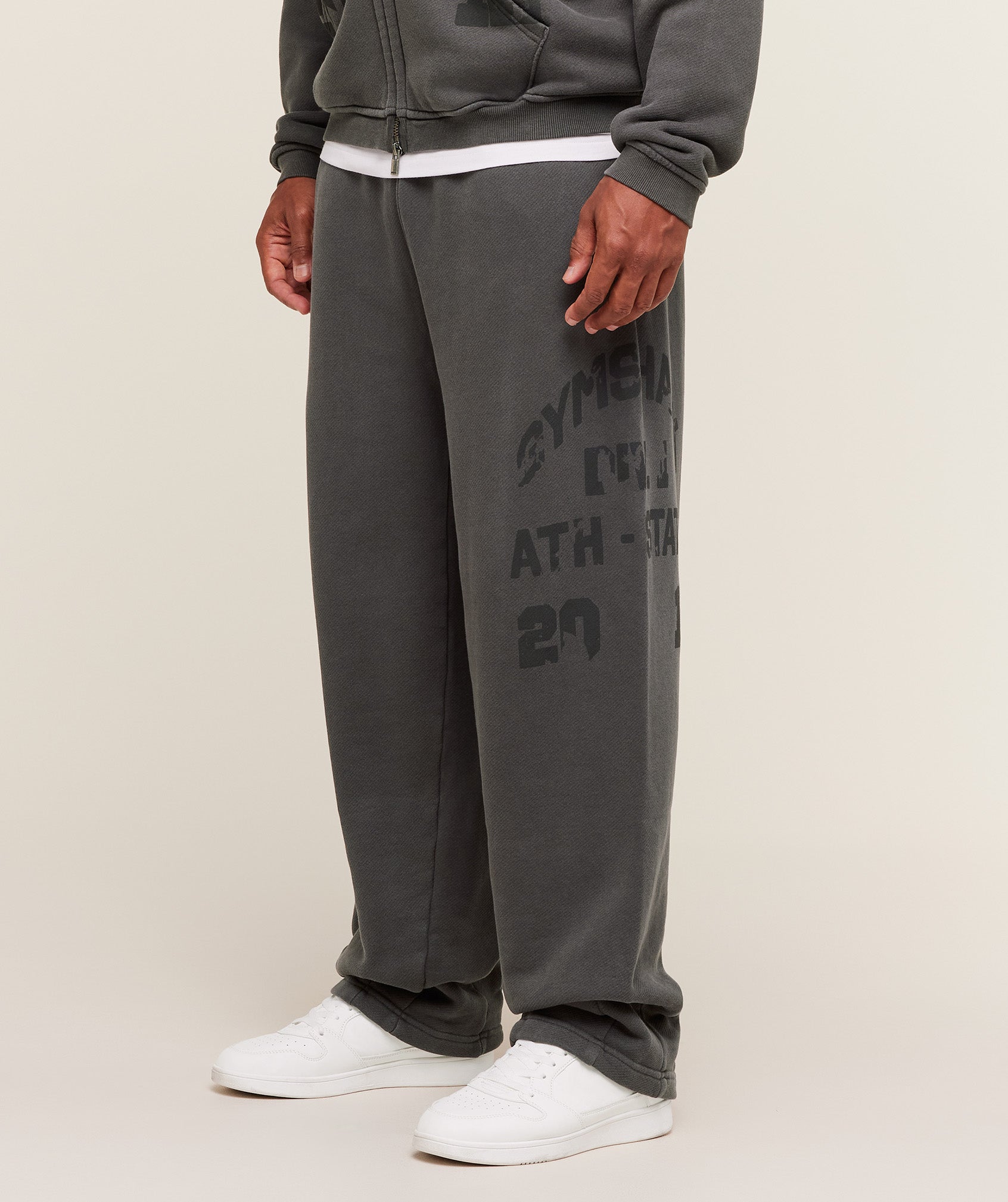 Gymshark Collegiate Washed Wide Leg Jogger - Asphalt Grey