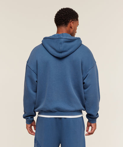 Gymshark Collegiate Washed Zip Up Hoodie - Compound Blue