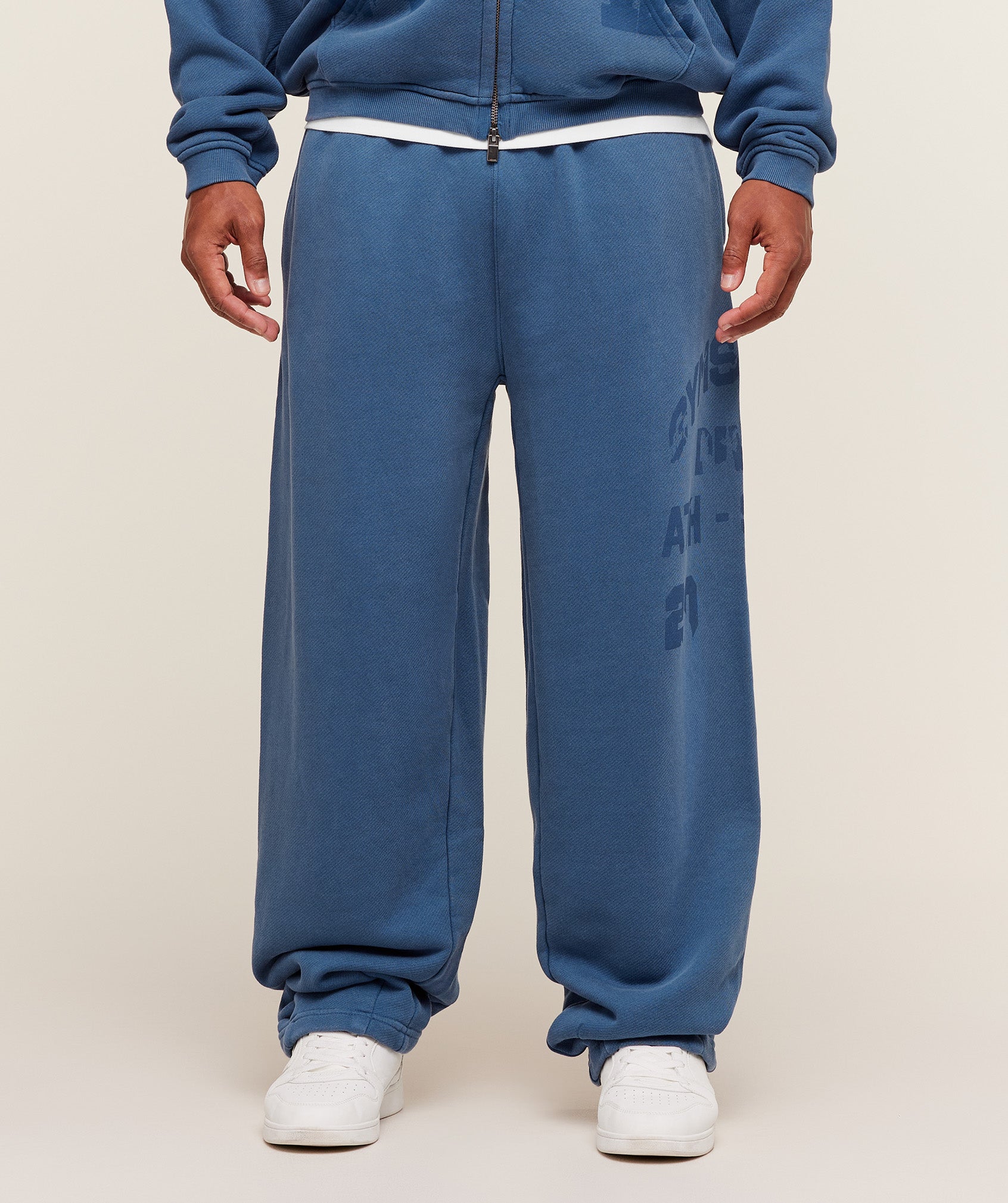 Gymshark Collegiate Washed Zip Up Hoodie - Compound Blue