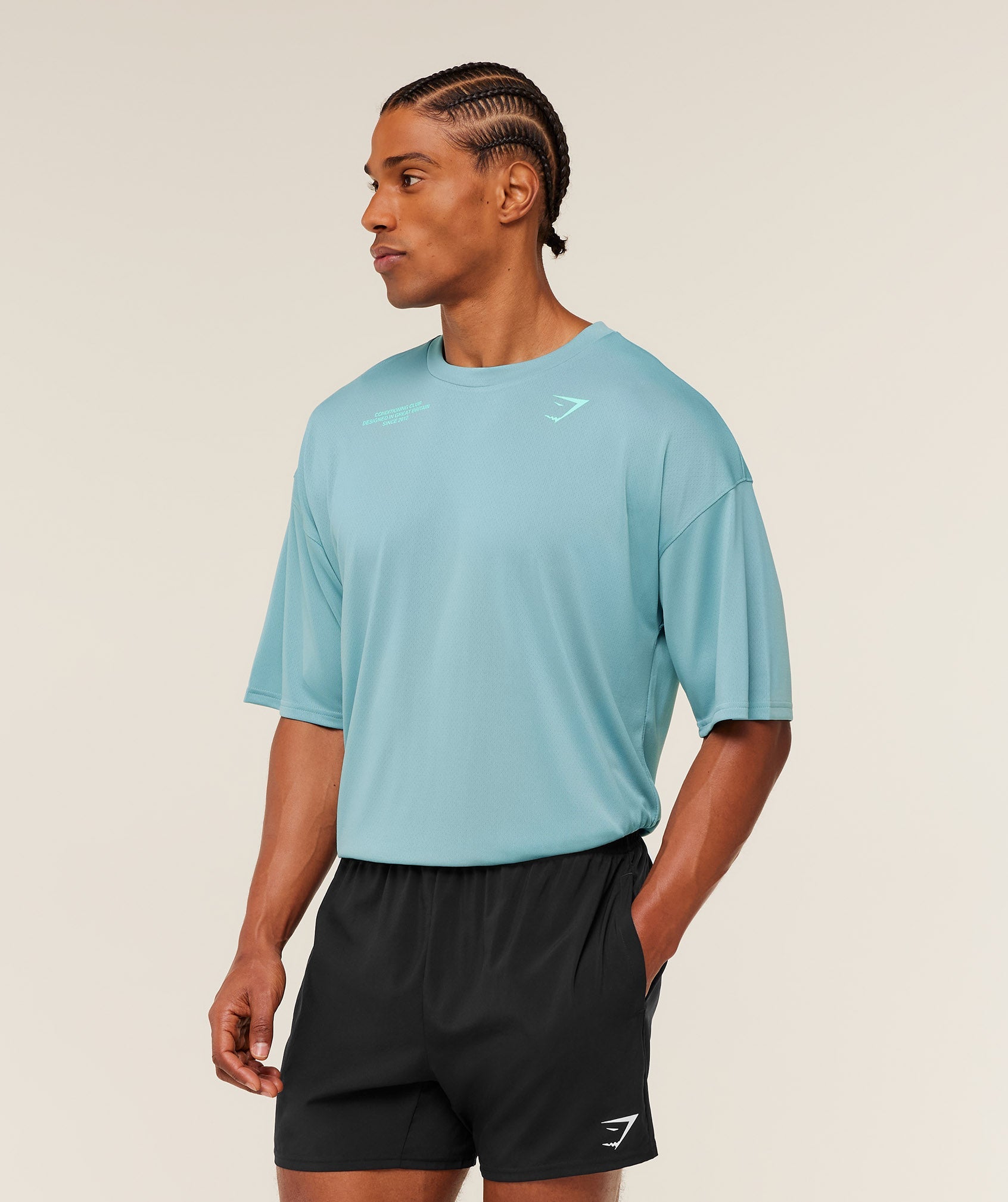 Gymshark Conditioning Club Oversized T-Shirt - GS Flow Blue/GS Pop Turquoise