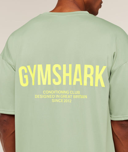 Gymshark Conditioning Club Oversized T-Shirt - GS Haze Green/GS Sorbet Yellow