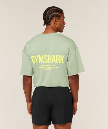 Gymshark Conditioning Club Oversized T-Shirt - GS Haze Green/GS Sorbet Yellow
