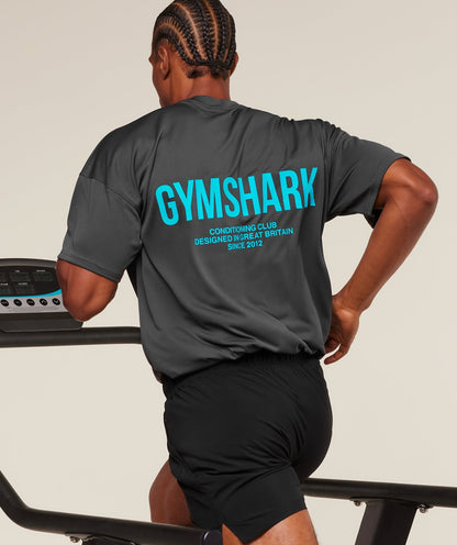 Gymshark Conditioning Club Oversized T-Shirt - Onyx Grey/Brand Blue