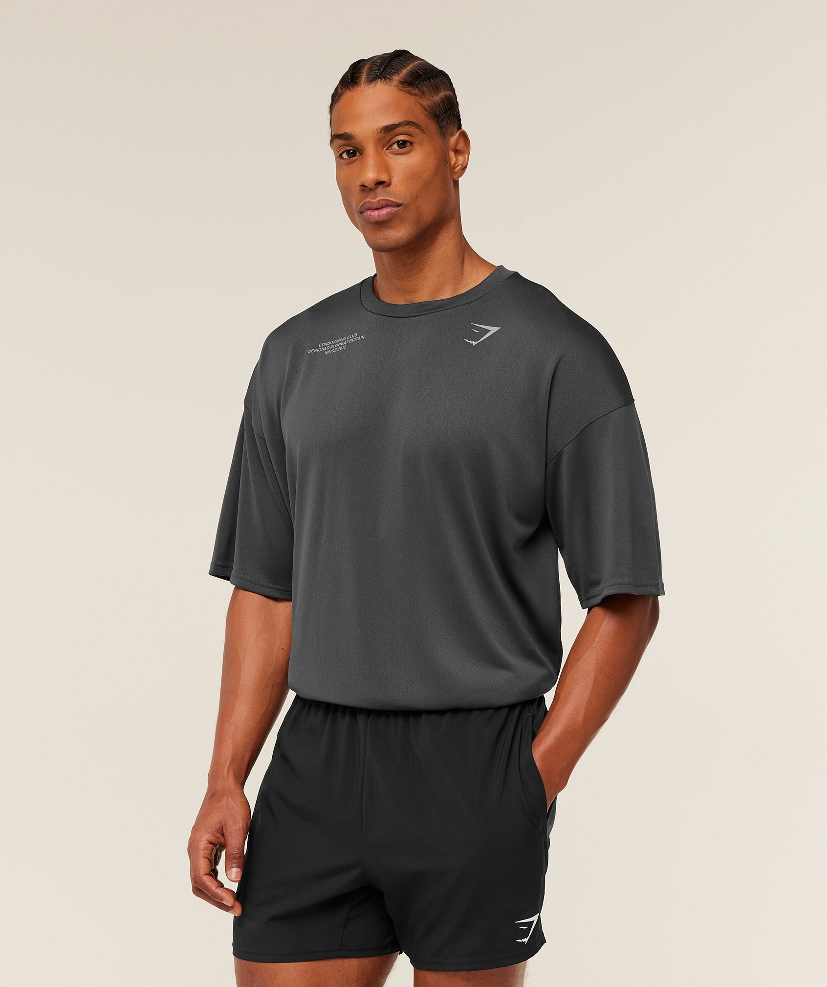 Gymshark Conditioning Club Oversized T-Shirt - GS Onyx Grey/GS Smokey Grey