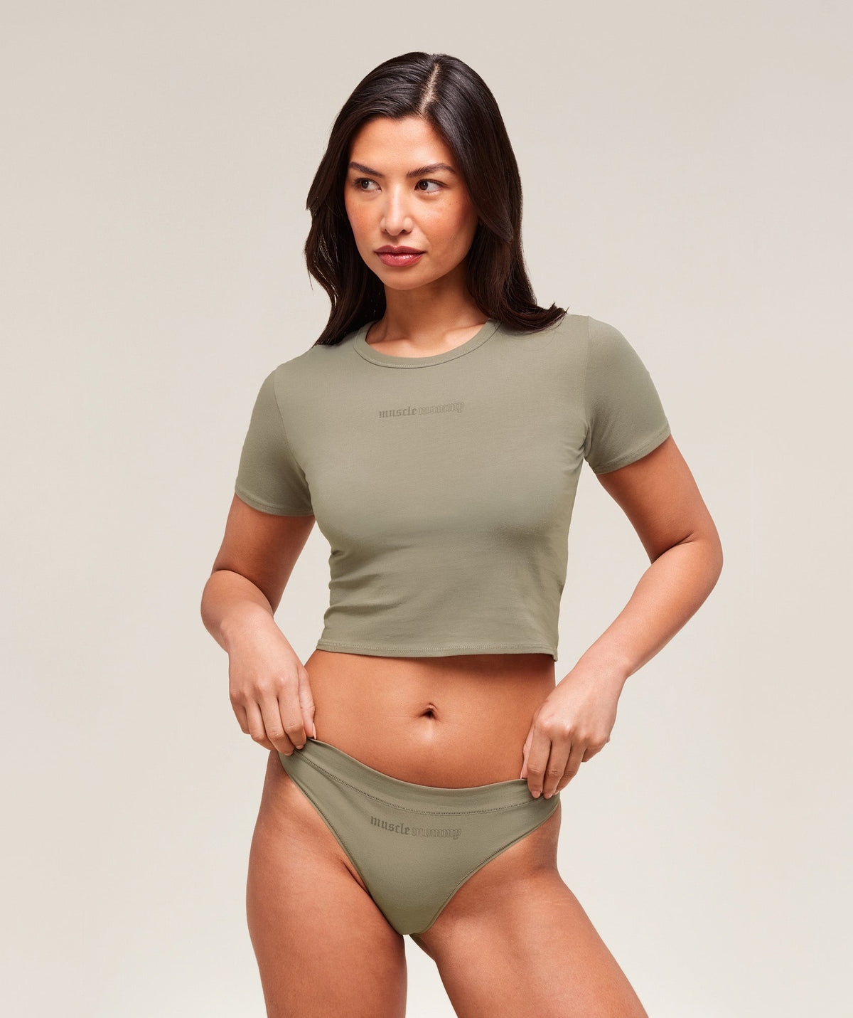 Gymshark Cotton Graphic Midi T-Shirt - Linen Brown