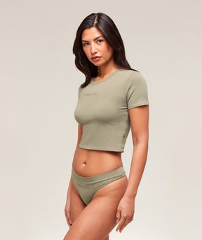 Gymshark Cotton Graphic Midi T-Shirt - Linen Brown