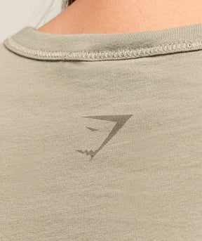 Gymshark Cotton Graphic Midi T-Shirt - Linen Brown
