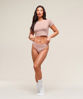 Gymshark Cotton Graphic Midi T-Shirt - Muted Pink