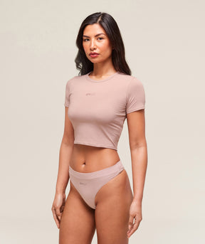 Gymshark Cotton Graphic Midi T-Shirt - Muted Pink