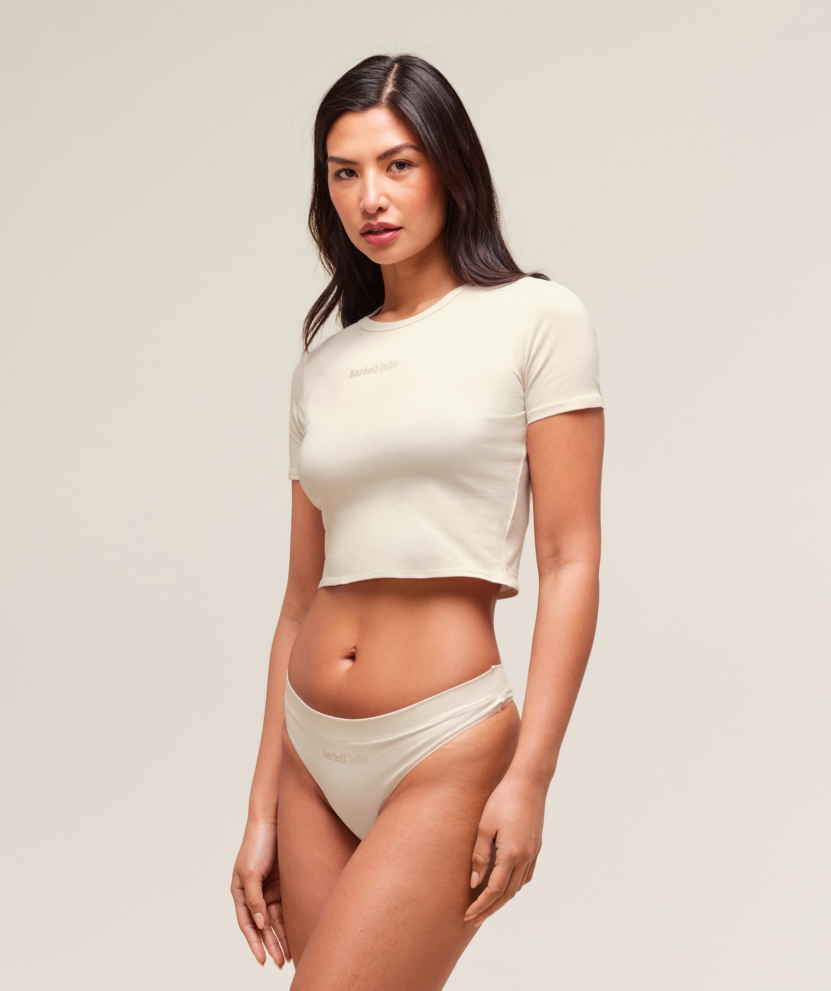 Gymshark Cotton Graphic Midi T-Shirt - Oat White