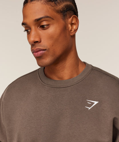 Gymshark Oversized Crest Crew - Soft Brown