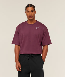 Gymshark Crest Oversized T-Shirt - GS Impact Burgundy