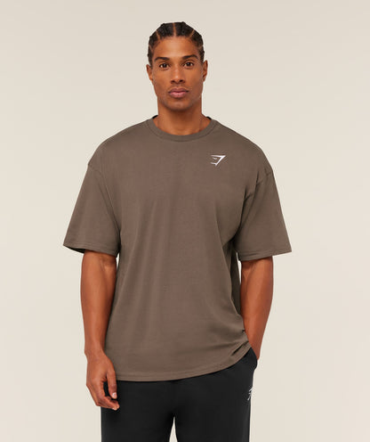 Gymshark Crest Oversized T-Shirt - Soft Brown
