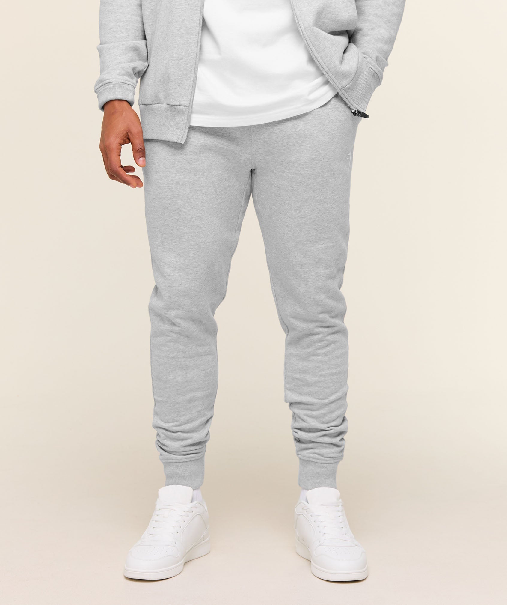 Gymshark Crest Joggers - Light Grey Marl