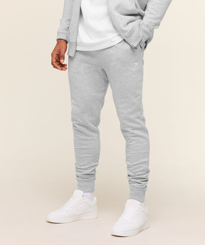 Gymshark Crest Joggers - Light Grey Marl
