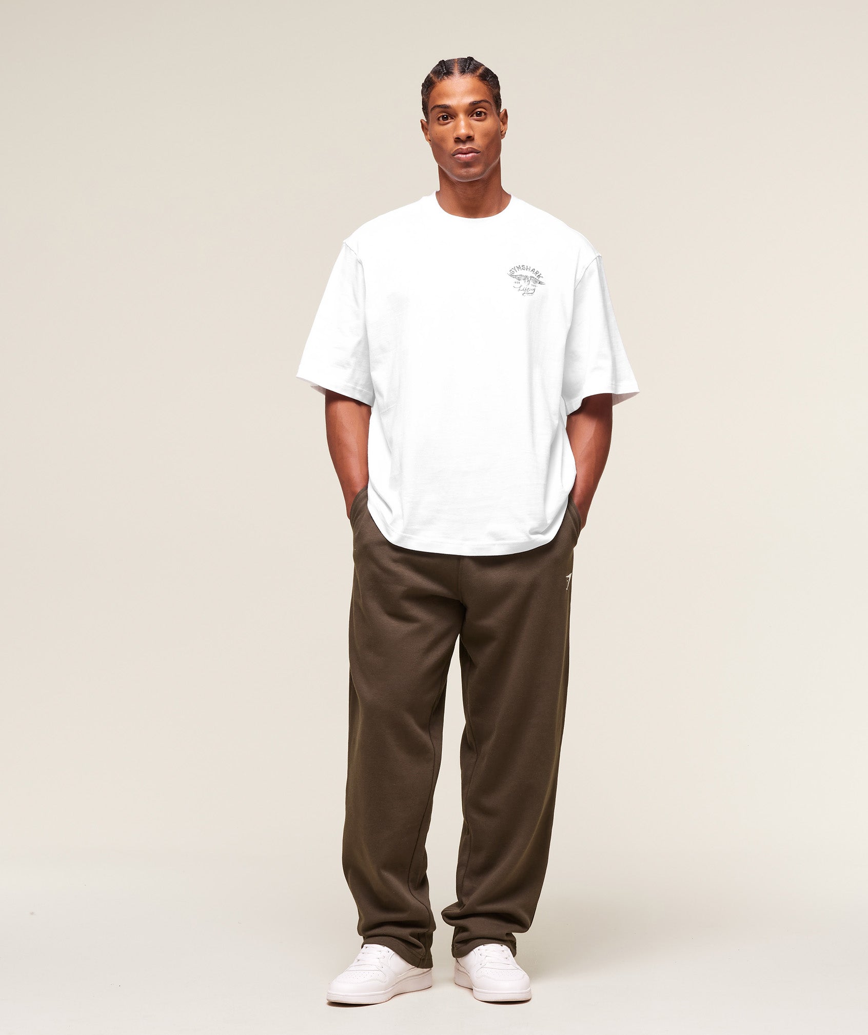 Gymshark Crest Straight Leg Joggers - Archive Brown