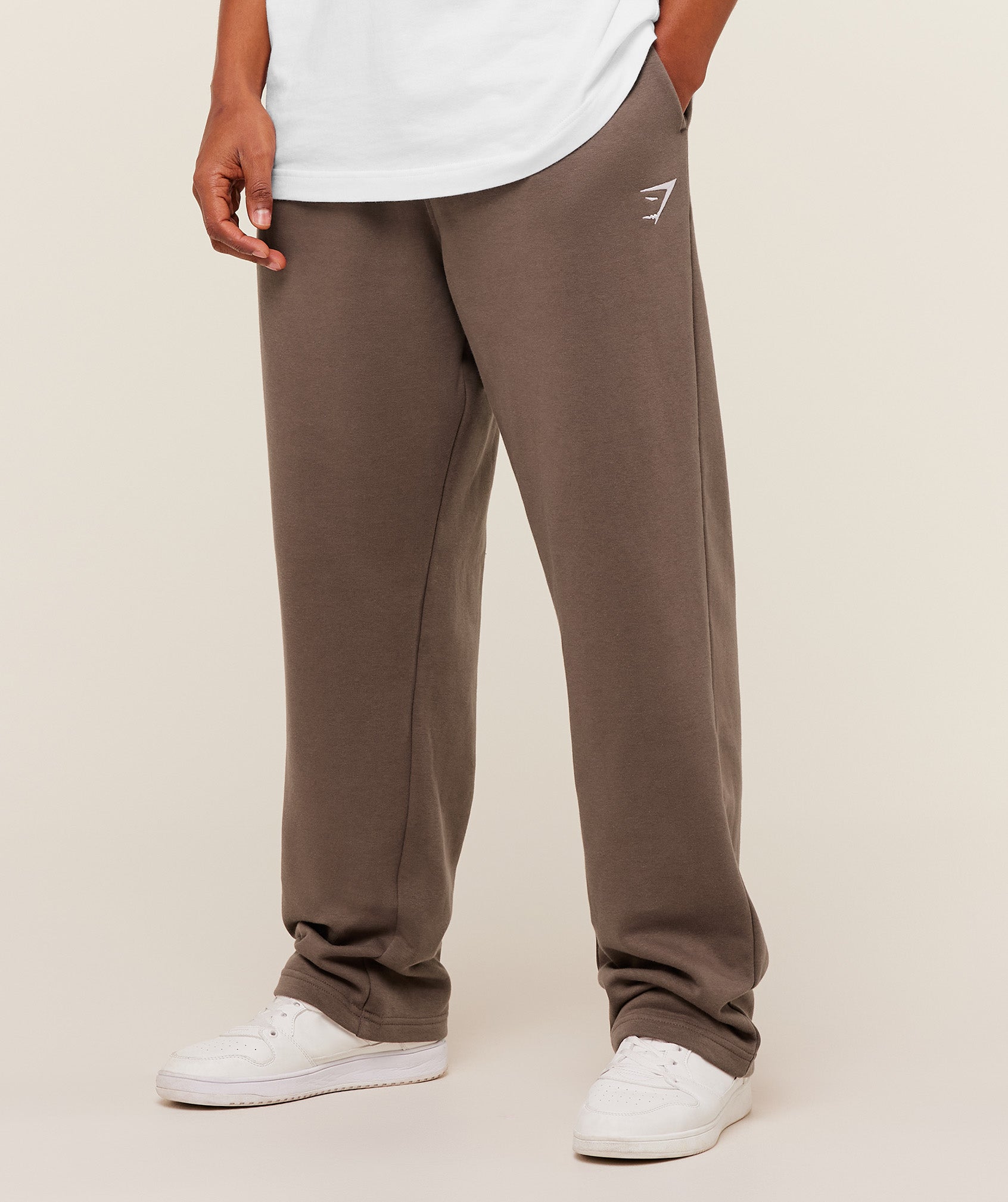 Gymshark Crest Straight Leg Joggers - Soft Brown