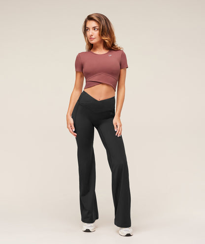 Gymshark Crossover Midi Top with Shelf - Burgundy Brown