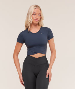 Gymshark Crossover Midi Top with Shelf - Heavy Blue