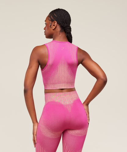 Gymshark Diffuse Seamless Cropped Tank - Winning Pink/Refresh Yellow