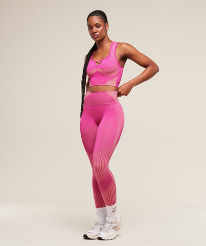 Gymshark Diffuse Seamless Cropped Tank - Winning Pink/Refresh Yellow