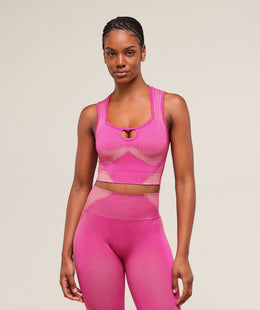 Gymshark Diffuse Seamless Cropped Tank - Winning Pink/Refresh Yellow