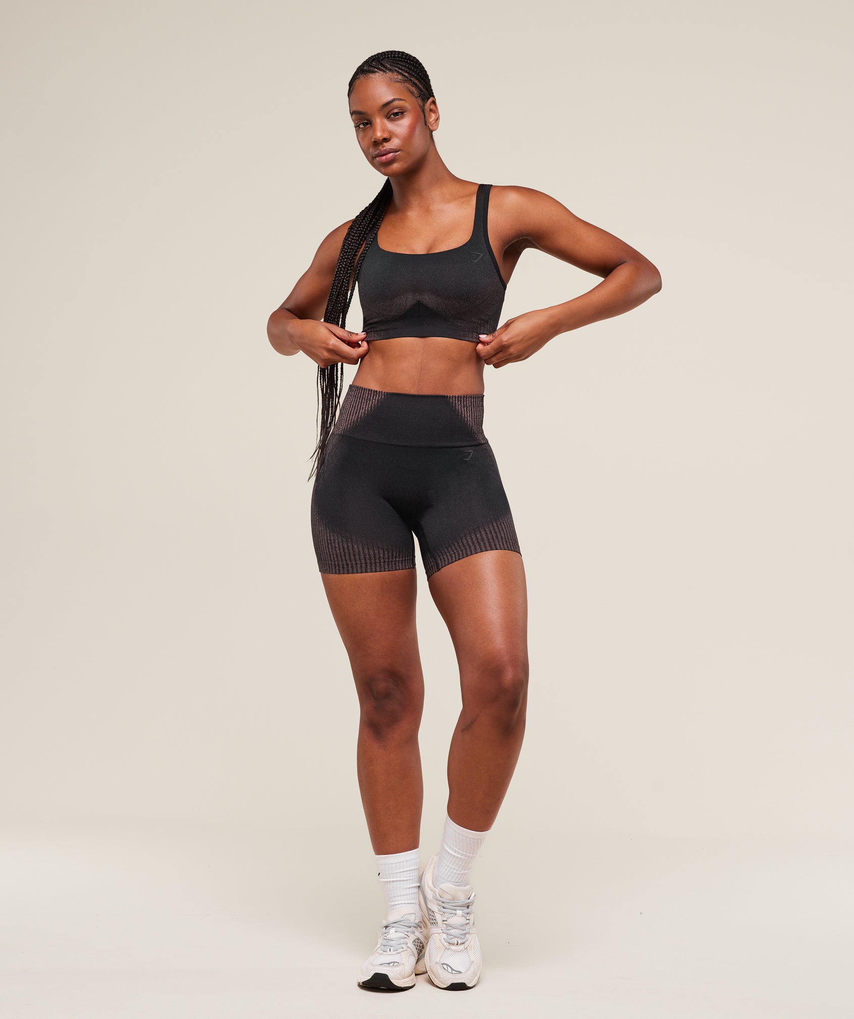 Gymshark Diffuse Seamless Shorts - Black/Calm Pink