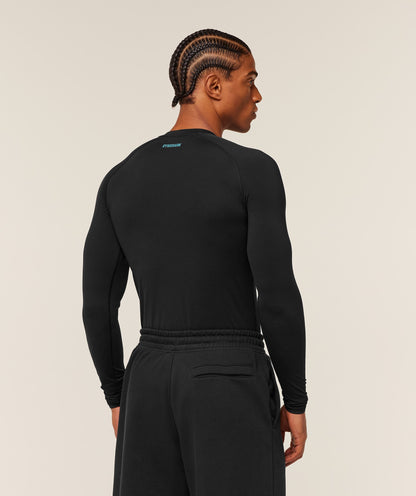 Gymshark Element Baselayer Long Sleeve T-Shirt - Black/Brand Blue