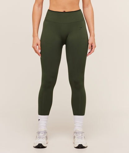 Gymshark Everyday Seamless Contrast Legging - Winter Olive/Black