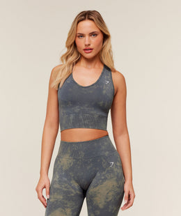 Gymshark Washed Crop Tank - GS Onyx Grey Wash