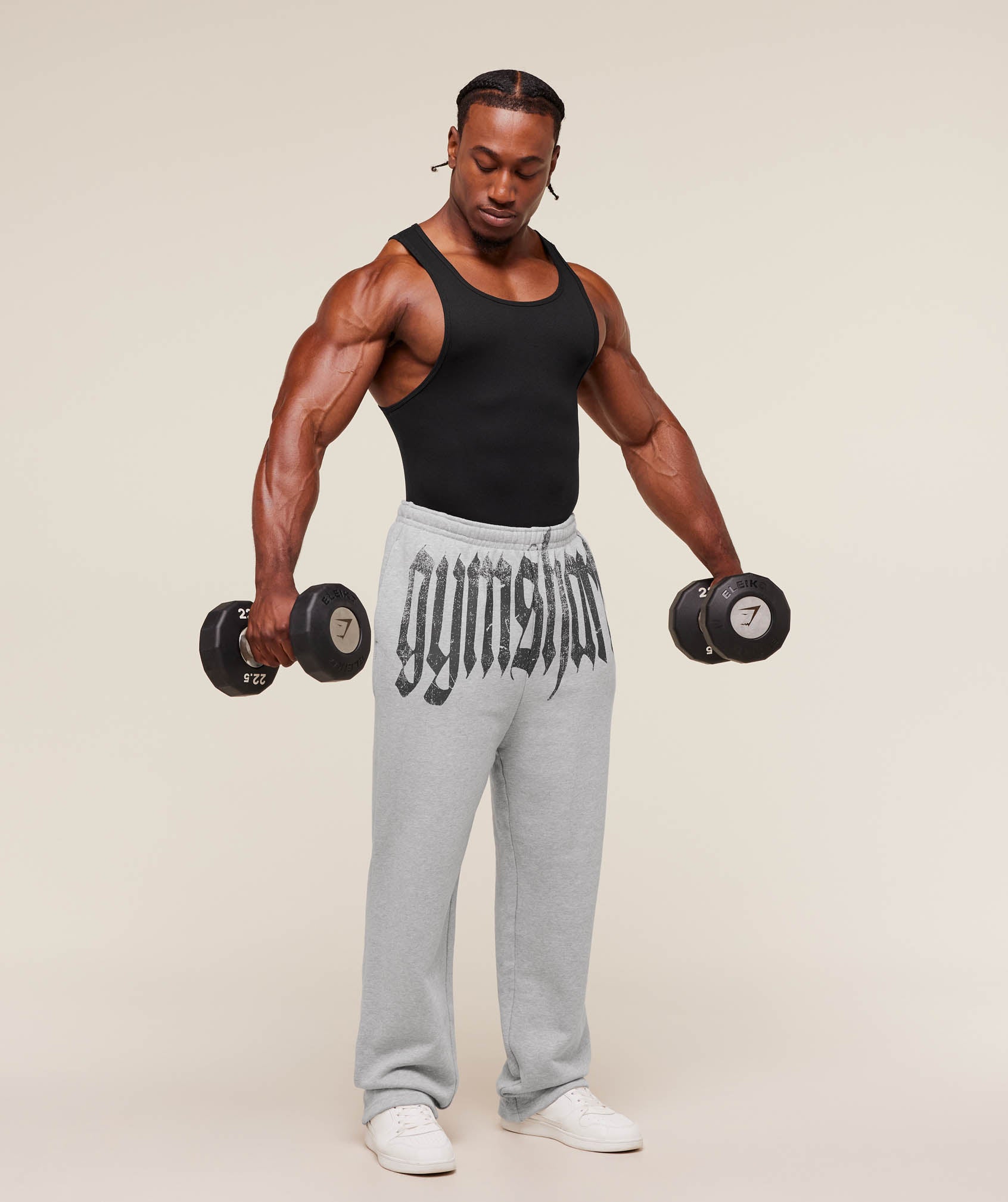 Gymshark Fade Graphic Straight Leg Jogger - Light Grey Core Marl