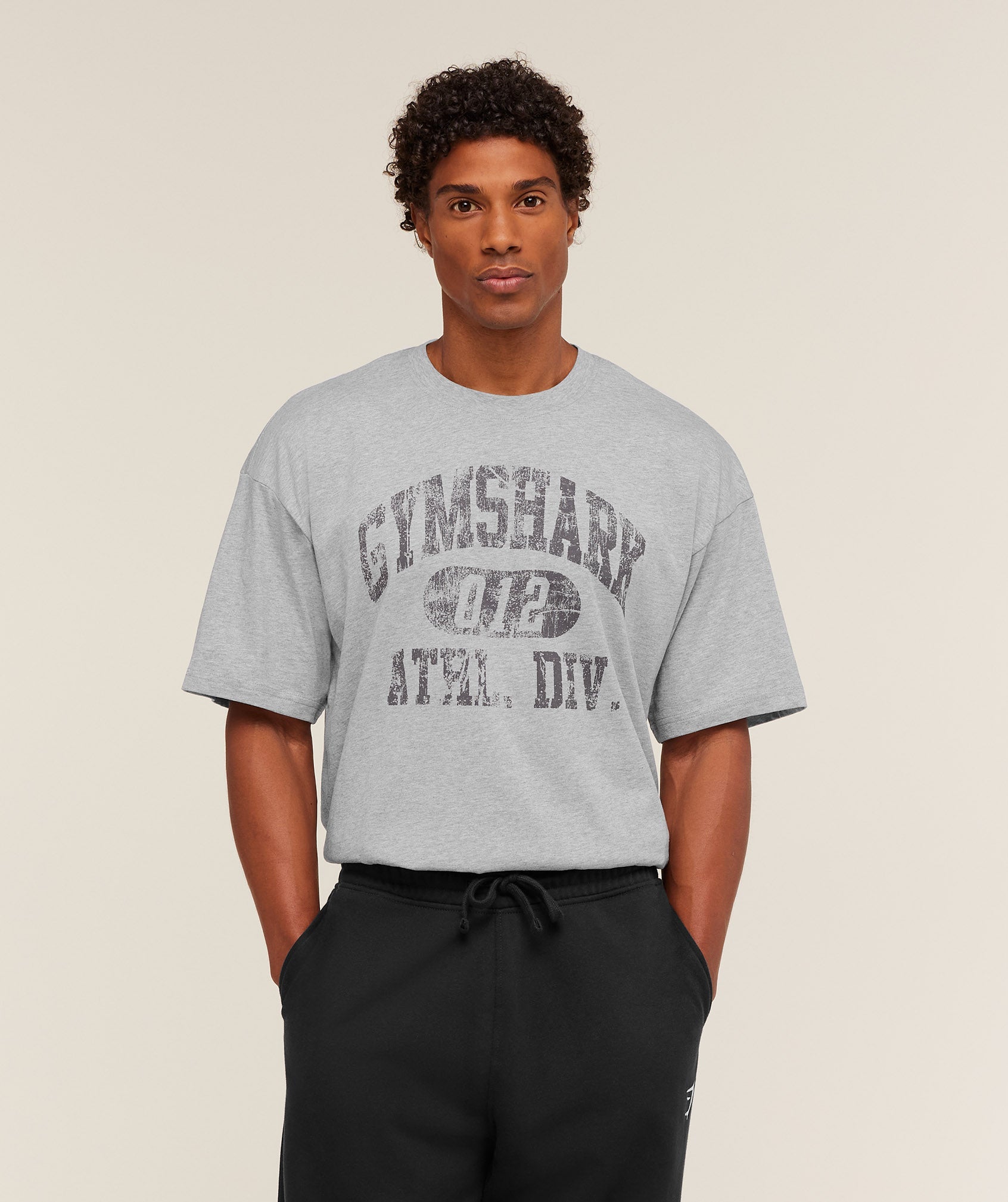 Gymshark Athletic Division Graphic T-Shirt - Light Grey Core Marl