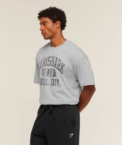 Gymshark Athletic Division Graphic T-Shirt - Light Grey Core Marl