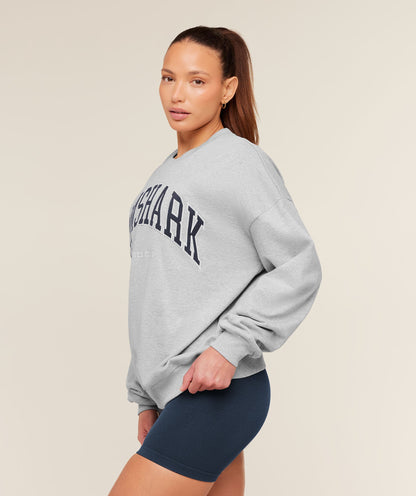 Gymshark Collegiate Graphic Crew Neck Pullover - Light Grey Core Marl