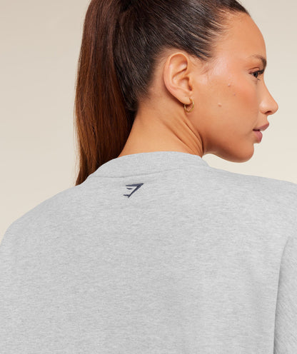 Gymshark Collegiate Graphic Crew Neck Pullover - Light Grey Core Marl