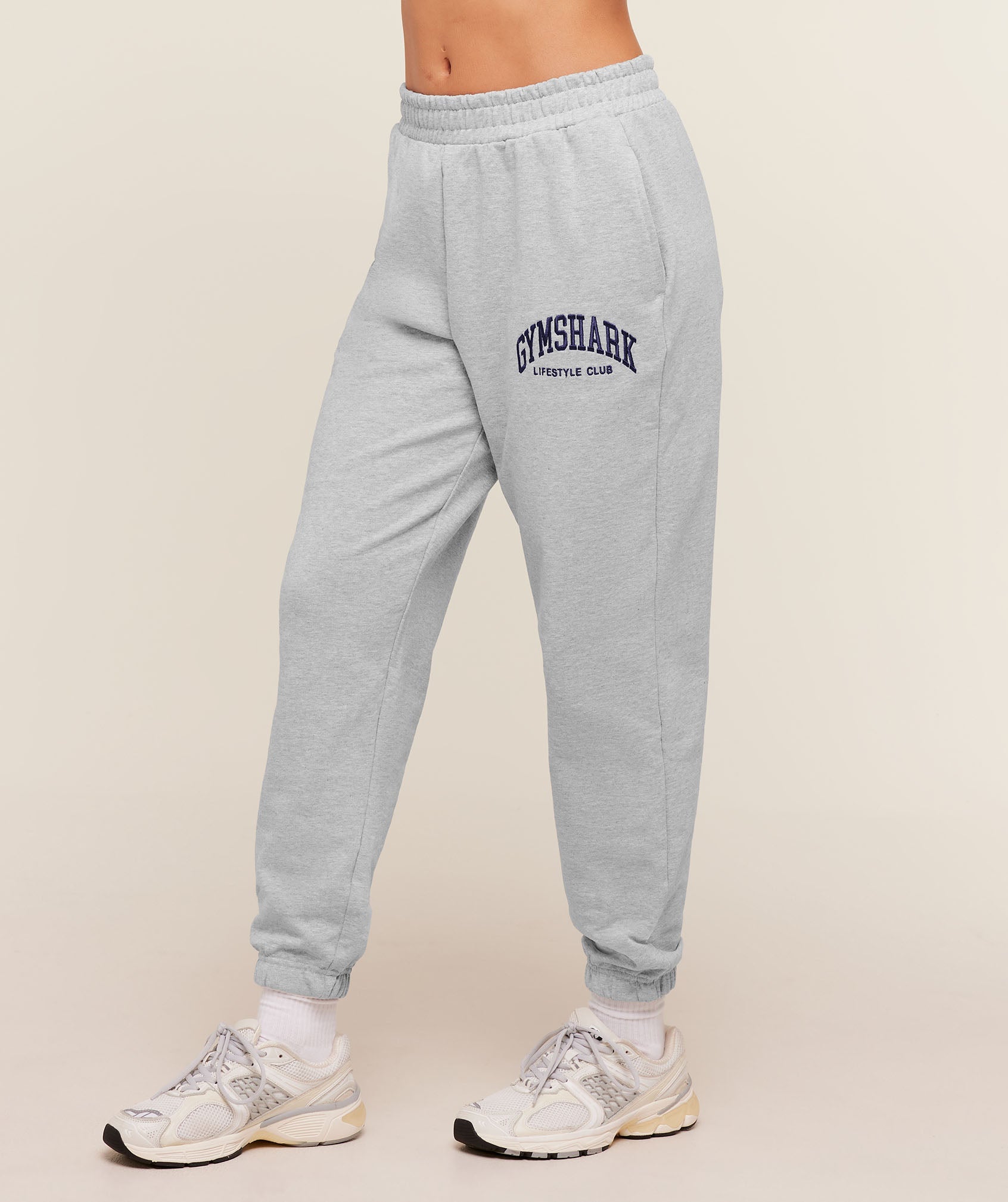 Gymshark Collegiate Graphic Joggers - Light Grey Core Marl