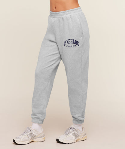 Gymshark Collegiate Graphic Joggers - Light Grey Core Marl