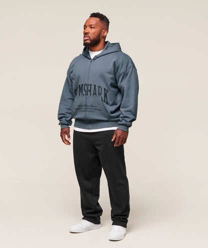 Gymshark Collegiate Script Zip Up Hoodie - Iron Blue