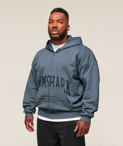 Gymshark Collegiate Script Zip Up Hoodie - Iron Blue
