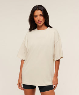 Gymshark Embossed Graphic Oversized T-Shirt - Oat White