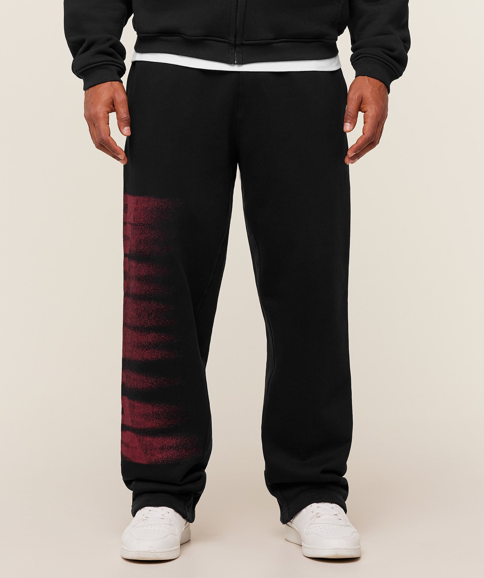 Gymshark Fade Graphic Straight Leg Pants - Black/Sets Red