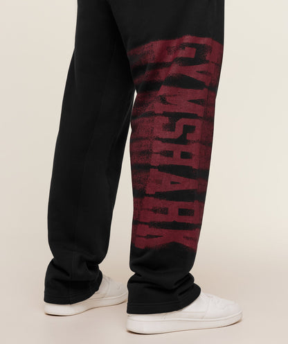 Gymshark Fade Graphic Straight Leg Pants - Black/Sets Red