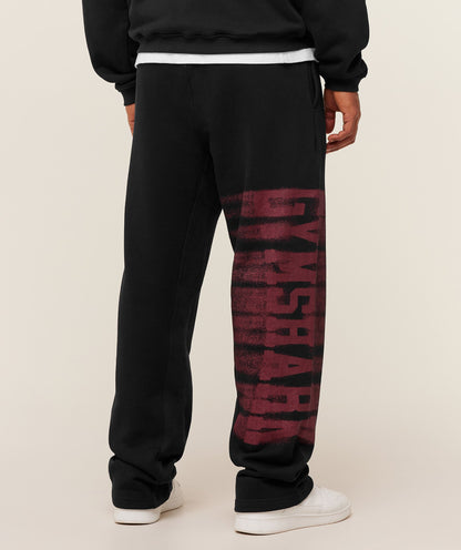 Gymshark Fade Graphic Straight Leg Pants - Black/Sets Red