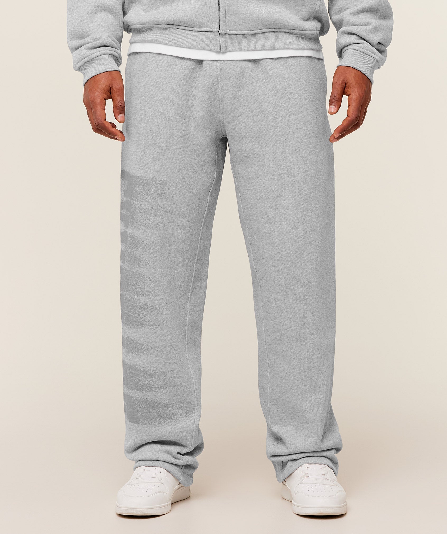 Gymshark Fade Graphic Straight Leg Pants - Light Grey Core Marl
