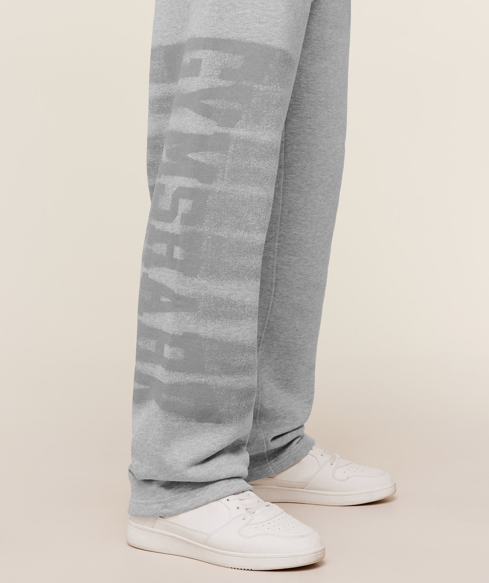 Gymshark Fade Graphic Straight Leg Pants - Light Grey Core Marl